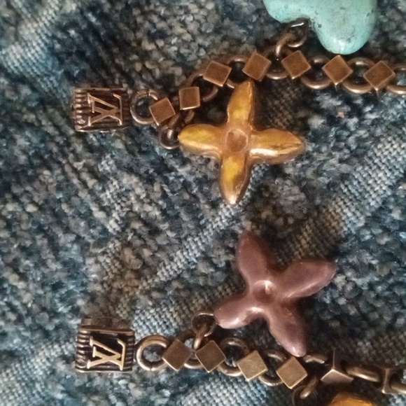 Authentic Louis Vuitton LV monogram antique style vintage pierced charm earrings - Picture 7 of 12